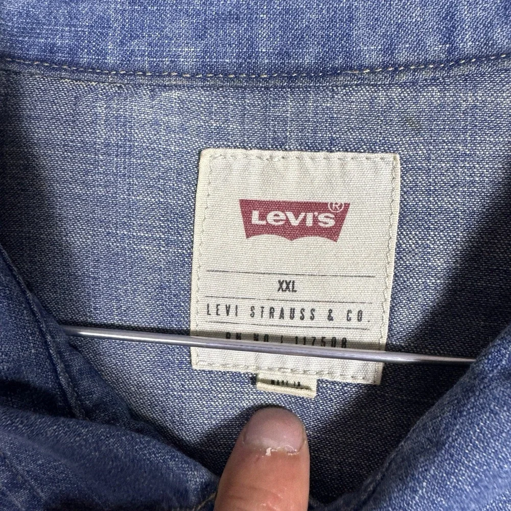 Levis Shirt Mens XXL 2XL Denim Pearl Snap Cowboy Western Barstow Medium Wash